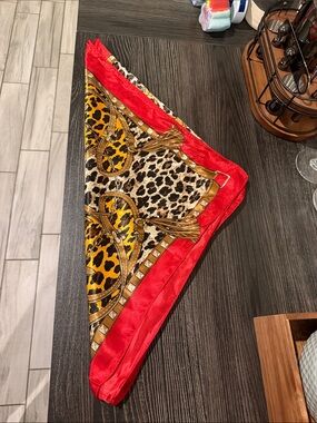 Red Leopard-Print Satin-Feel Scarf Wrap